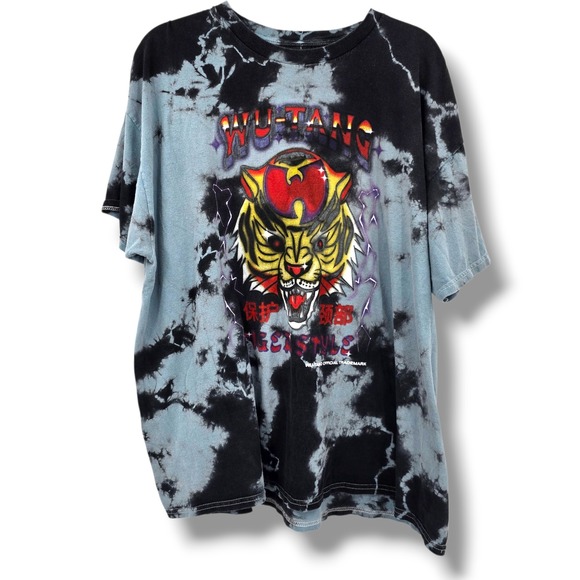 Wu-Tang Clan Tiger Style Tie Dye T-Shirt Black Blue Graphic Hip Hop XL/L - Picture 1 of 10
